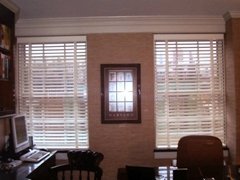 white wooden blinds with tapes